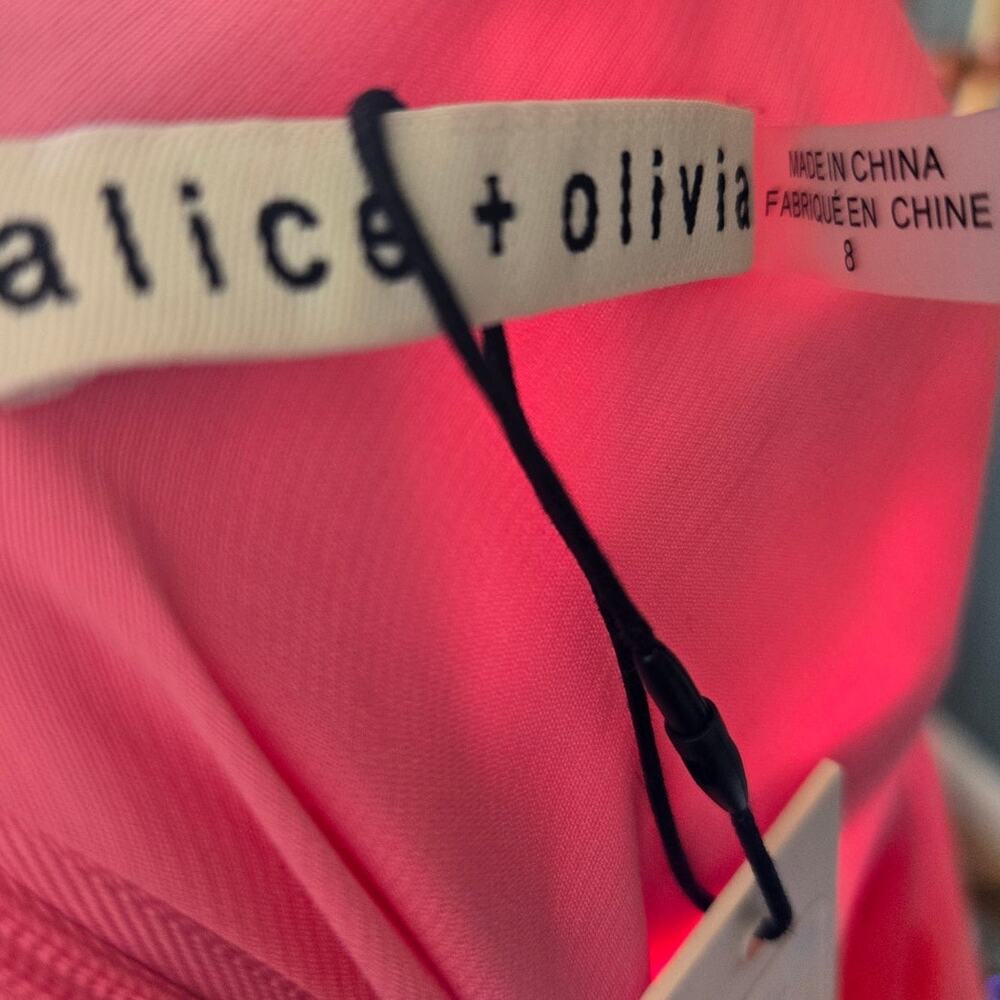Alice + Olivia Rayni Pink Bow Detailed Satin Halterneck Maxi Dress NWT Size 8 - Picture 8 of 8